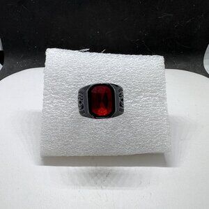 Red CZ Black Ring - Size 9.25